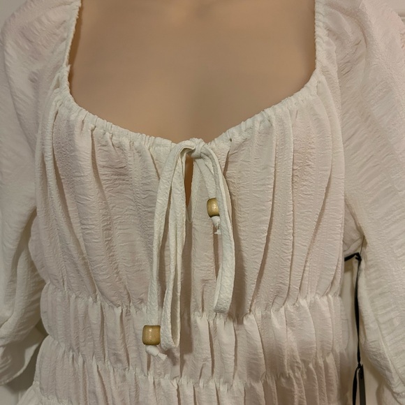 Liberty Love Cream Midi Dress with Tie-Front - Picture 4 of 6